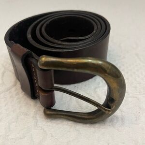 Vintage brown belt gold / brass buckle